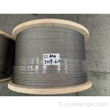 corde en fil en acier inoxydable 7x19 6,0 mm